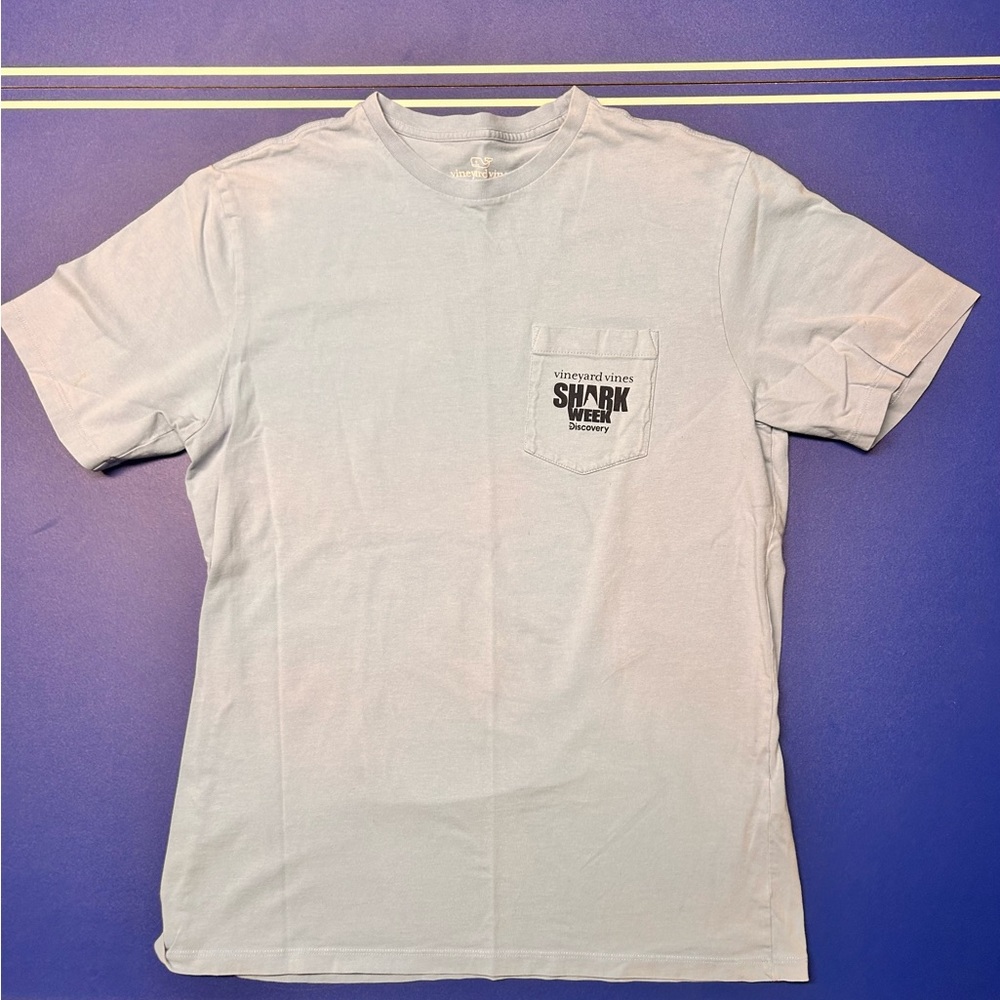 Blue Vinyard vines shark week tee